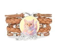 Dreamy Rainbow Cat string strap love adjustable leather braided bracelet Br