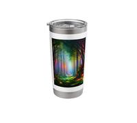 Dreamy Rainbow Colored Forest Trail - Digital AI Art Stainless Steel Insulated Tumbler