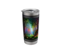 Dreamy Rainbow Colored Forest Trail - Digital AI Art Stainless Steel Insulated Tumbler