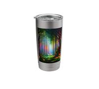 Dreamy Rainbow Colored Forest Trail - Digital AI Art Stainless Steel Insulated Tumbler