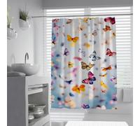 Dreamy Sky Background Bathroom Curtain Flight Butterfly Pattern Shower Curtain Waterproof Polyester Romantic Home Decor Waterproof 200 x 220 cm