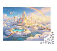 Dreamy Sky Palace 1000 Piece Jigsaw Puzzle Paper for Adults Cloud Rainbow Scene Jigsaw Puzzle for Family Relaxation Decor Gift 38x26cm/1000pcs
