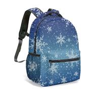 Dreamy Snowflake Print 16 Inch Backpack Winter Starry Scene 360 Full Printed Oxford Waterproof Travel Daypack Gift For Adults (01)