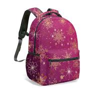 Dreamy Snowflake Print 16 Inch Backpack Winter Starry Scene 360 Full Printed Oxford Waterproof Travel Daypack Gift For Adults (04)
