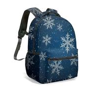 Dreamy Snowflake Print 16 Inch Backpack Winter Starry Scene 360 Full Printed Oxford Waterproof Travel Daypack Gift For Adults (05)