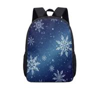 Dreamy Snowflake Print Backpack 17 Inch Aesthetic Winter Scene School Bag for Kids Teens Magical Travel Rucksack (03)