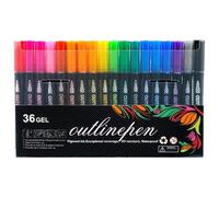Dreamy Sparkle Dual-Line Contour Pen, Double Line Outline Markers, Quick-Dry Ink for Drawing, Double Line Super Squiggles Glitter & Metallic Markers, Coloring & DIY Crafts (36 colors)