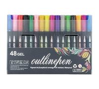 Dreamy Sparkle Dual-Line Contour Pen, Double Line Outline Markers, Quick-Dry Ink for Drawing, Double Line Super Squiggles Glitter & Metallic Markers, Coloring & DIY Crafts (48 colors)