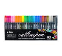 Dreamy Sparkle Dual-Line Contour Pen, Double Line Outline Markers, Quick-Dry Ink for Drawing, Double Line Super Squiggles Glitter & Metallic Markers, Coloring & DIY Crafts (24 colors)