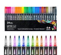 Dreamy Sparkle Dual-Line Contour Pen, Dreamy Sparkle Dual Pen, Glitter Outline Paint Markers, Outline Markers Self-Outline Metallic Markers, Double Line Shimmering Gel Markers (24 Colors)