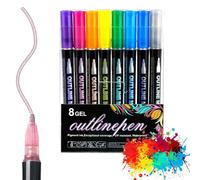 Dreamy Sparkle Dual-Line Contour Pen, Dreamy Sparkle Metallic Double Line Outline Pens, 12/24/36/48/60 Colors Outline Markers, for Drawing, Coloring & DIY Crafts (8 Colors)