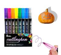 Dreamy Sparkle Dual-Line Contour Pen, Dual-Line Highlighter Outline Marker Set, Dreamy Sparkle Self-Outlining Glitter Pens, Double Line Outline Art Pen, 12/24/36/48/60 Colors (8 Color)