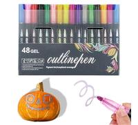 Dreamy Sparkle Dual-Line Contour Pen, Dual-Line Highlighter Outline Marker Set, Dreamy Sparkle Self-Outlining Glitter Pens, Double Line Outline Art Pen, 12/24/36/48/60 Colors (48 Color)