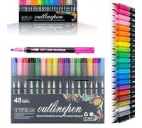Dreamy Sparkle Dual-Line Contour Pen Set, Dual-Line Highlighter, Double Line Outline Pen Sparkle Markers, Dreamy Sparkles Duals Lines Pens Marker, Quick-Dry Ink for Drawing (48Color)