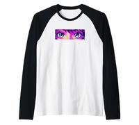Dreamy Starry Eyes Anime Girl Vaporwave Aesthetic Raglan Baseball Tee