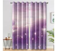 Dreamy Starry Sky Curtains for Living Room, Girls Cloud Purple Blackout Curtains Bedroom, 90 x 108 Inch 2 Panels, 108 Drop Eyelet Thermal Window Drapes, Home Decor