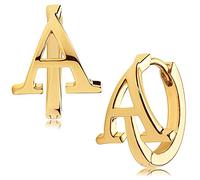 DREAMY STUDIOS Dainty Initial Huggie Hoop Earring for Women 14K Gold Filled Tiny Cute A Alphabet Letter Minimalist Hypoallergenic Earring Personalized Gift for Her