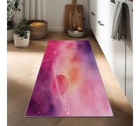 Dreamy Style Kitchen Runner Rug 40 x 120 cm, Pinkish Purple Planet Star Printed Non-Slip Carpet Runners, Washable Entrance Long Carpet for Living Room Hallway Entryway Bathroom Laundry Room