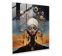 Dreamy Surreal Glass Print - African Folklore Myths - Capricious Glass Wall Art, 30cm x 30cm