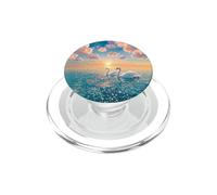 Dreamy Swan Ocean Sunrise Art PopSockets PopGrip for MagSafe