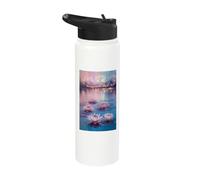 Dreamy Tranquil Lake with Enchanting Water Lilies Stainless Steel Insulated Water Bottle