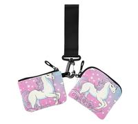 Dreamy unicorns Magical Women's Wallets Card Cases Large Capacity Change Purse Key Holder with Zipper Coin Pocket for Lady 2 Packs, dreamy unicorns magical, One Size, Casual