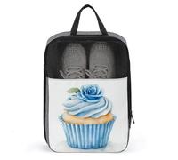 Dreamy Watercolour Cupcake Blue Rose Shoe Bag for Travel Daily Use Anti-dust Storage Carrier Golf Shoe Pouch