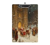 Dreamy Xmas Arrival Print Acrylic Clipboard 8.5 X 12.5 Inches | Lightweight A4 Clipboards with Pen Holder for Office, Students, Nurses, Teacher, Students,Women, Men, Girls, Boys