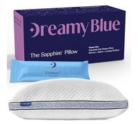 DreamyBlue Gusseted Sapphire Pillow • Adjustable Loft, Luxury Cover, Shredded Memory Foam Fill w/Cooling Beads • Ideal for Wide Shoulders • Neutral Alignment for All • CertiPUR-US Certified (Queen)