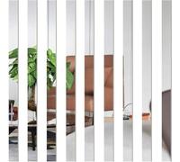 DreamyRetreat 10 Pcs Mirror Wall Stickers, Striped Design, Acrylic Mirror Sheets, Self-Adhesive, Removable, Silver, Modern Style, Wall Decor