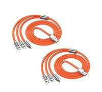 DreamyRetreat 2Pcs Orange 3 in 1 Multi USB Cable 100W Multi Charger Cable Fast Charging Cable to Various Mobile Phones with Type-C/Android/Charging Ports 2m/78.7inch Multiple Charging Cord