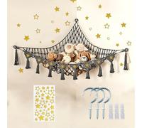 DreamyRetreat 2PCS Teddy Hammock Toy Storage Net, Boho Teddy Storage Net For Soft Toys, Stuffed Animals Hammock Hand Woven for Kids Room Corner Hanging Decor