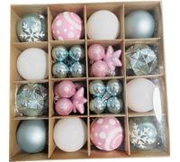 DreamYuDie | 42-Piece Pink and Blue Christmas Baubles Set, 3-6 cm Assorted Tree Decorations with Balls, Stars, Snowflakes and Rabbit Ornaments for Xmas Trees, Parties and Home Décor