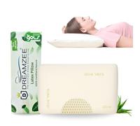 DREAMZEE Certified 100% Natural Latex Pillow with Aloe-Vera Zipper Fabric for Side and Stomach Sleepers | Organic Bed Pillow Standard Size 24x16 Inches - with Organic Pillow Cover (Pack of 1Pc)