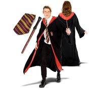 Dreamzfit 3-Piece Wizard Costume Set for Adults - Complete Hogwarts-Inspired Outfit Includes Robe, Tie & Magic Wand | Perfect for World Book Day, Cosplay, Themed Parties & Magician Performances