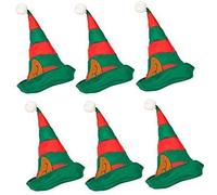 Dreamzfit 6 Pack Christmas Elf Hat with Ears - Santa's Helper Novelty Xmas Party Hat for Adults, Unisex Festive Costume for Office Party, Secret Santa Gift