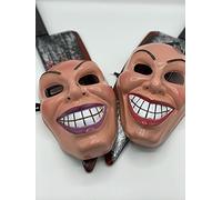 Dreamzfit - Adult Halloween Horror Couple Purge Smile Mask with 2 Bloody Toys for Halloween Festival Party Masquerade Cosplay Purge Killer Scary Mask for Men Women