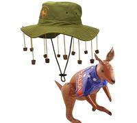Dreamzfit® Australian Cork Hat & Inflatable Kangaroo Costume Kit - Complete Aussie Fancy Dress Set for Adults | Australia Day, Outback Theme Parties & Crocodile Hunter Cosplay