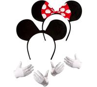 Dreamzfit® Mickey & Minnie Mouse Ears Headband & Gloves Set | Adult Disney Costume Accessories for Fancy Dress, Book Week, Parties & Theme Parks | Officially Licensed Disney Style