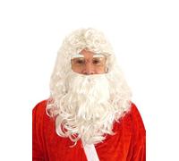 Dreamzfit® Santa Claus Wig & Beard Set for Adults - Premium White Hair & Full Beard with Bushy Eyebrows | Realistic Father Christmas Costume Kit for Xmas Fancy Dress, Holiday Parties & Photo Props