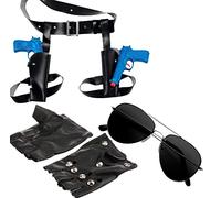 Dreamzfit Tomb Raider Twin Gun Thigh Holster Set - Lara Croft Style Costume Accessories with Holster, Guns, Glasses, Plaits & Gloves for Women & Men