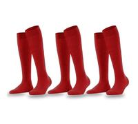 Dreamzfit Unisex Knee High Socks - 3 Pair Pack Plain Breathable Combed Cotton Over The Calf Socks with Reinforced Heel & Toe Stay-Up Tube Socks for Men & Women, UK Size 4-6 (Red)