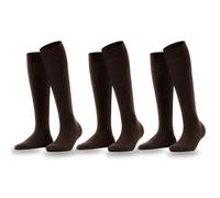 Dreamzfit Unisex Knee High Socks - 3 Pair Pack Plain Breathable Combed Cotton Over The Calf Socks with Reinforced Heel & Toe Stay-Up Tube Socks for Men & Women, UK Size 4-6 (Brown)