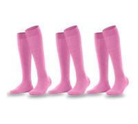 Dreamzfit Unisex Knee High Socks - 3 Pair Pack Plain Indigo | Breathable Combed Cotton Over The Calf Socks with Reinforced Heel & Toe | Stay-Up Tube Socks for Men & Women, UK Size 4-6 (Pink)