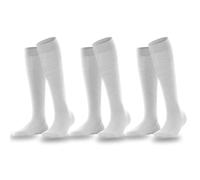 Dreamzfit Unisex Knee High Socks - 3 Pair Pack Plain Indigo | Breathable Combed Cotton Over The Calf Socks with Reinforced Heel & Toe | Stay-Up Tube Socks for Men & Women, UK Size 4-6 (White)