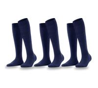 Dreamzfit Unisex Knee High Socks - 3 Pair Pack Plain Indigo | Breathable Combed Cotton Over The Calf Socks with Reinforced Heel & Toe | Stay-Up Tube Socks for Men & Women, UK Size 4-6 (Navy)