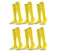 Dreamzfit Unisex Knee High Socks 6 Pairs Pack Plain Indigo Breathable Combed Cotton Over The Calf Socks with Reinforced Heel & Toe Stay-Up Tube Socks for Men & Women, UK Size 4-6 (Yellow)