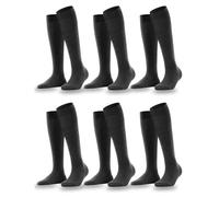 Dreamzfit Unisex Knee High Socks 6 Pairs Pack Plain Indigo Breathable Combed Cotton Over The Calf Socks with Reinforced Heel & Toe Stay-Up Tube for Men & Women, UK Size 4-6 (Black)