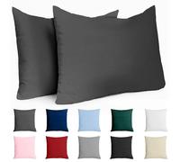 Dreamzie 40 x 70 cm Reinforced Cotton Pillow Case - Anthracite - Tight Weave of 57 Thread Counts/cm² - Pillow Case 40 x 70 cm - Oeko Tex Certified