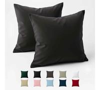 Dreamzie - 60 x 60 cm Reinforced Cotton Pillow Case - Anthracite - Tight Weave of 57 Thread Count - Pillow Case 60 x 60 cm - Oeko Tex Certified